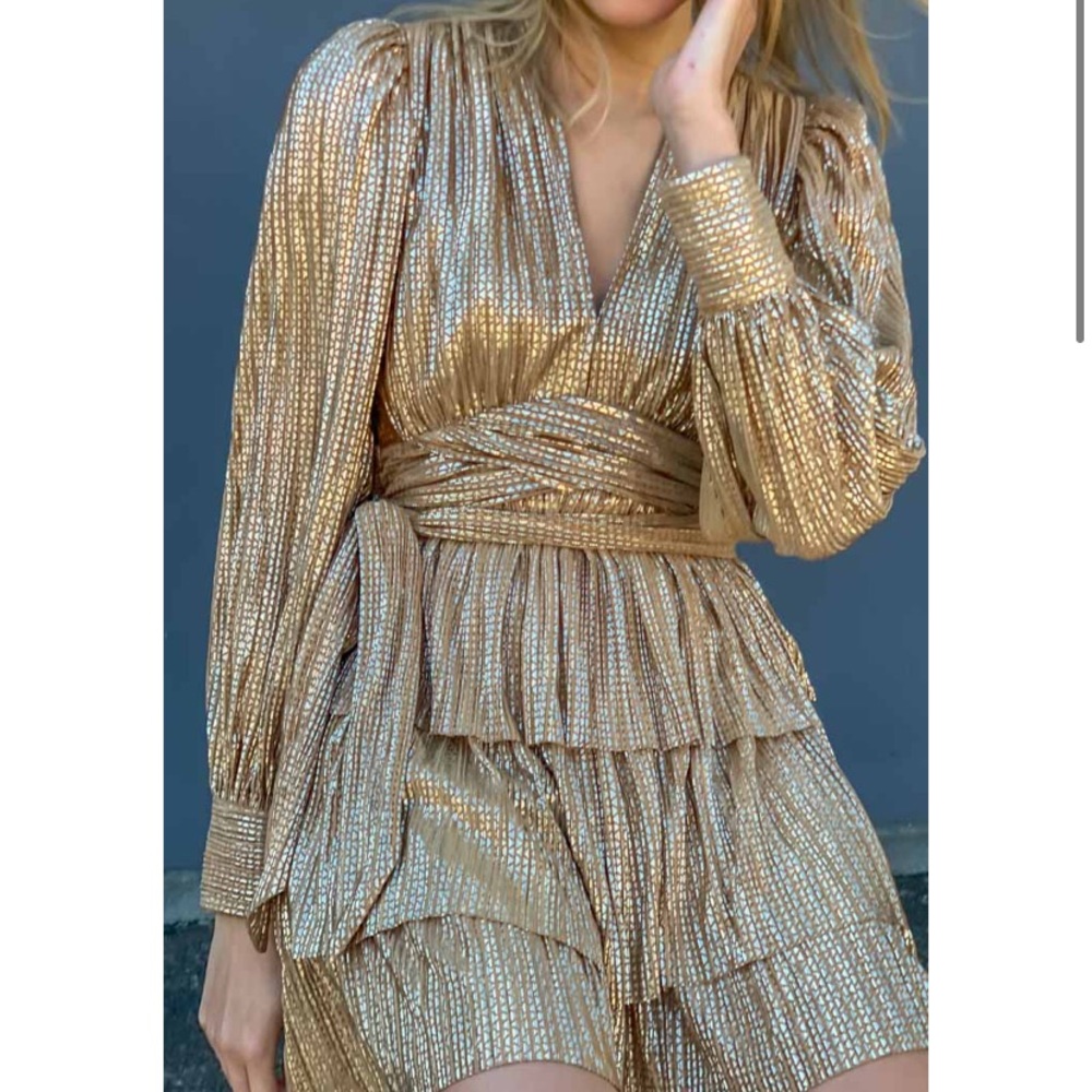 COPY - NEW! Sabina Musayev Mona Gold Metallic Dress - NWT - Picture 2 of 16